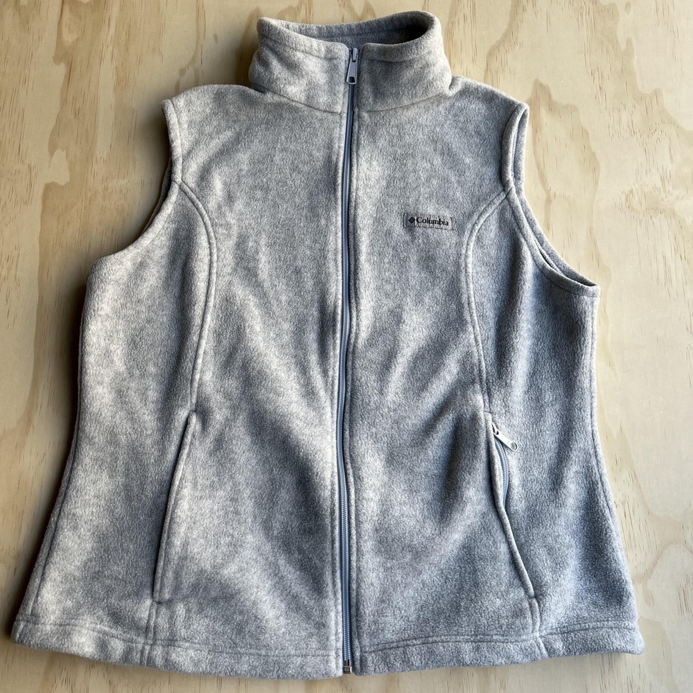 Columbia Vest Womens XL Gray Fleece Full Zip Pockets Outdoor Layering Casual